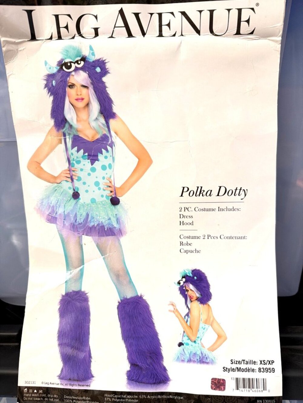 Leg Avenue Furry Monster Costume Polka Dotty Womens Cosplay Set Size XS